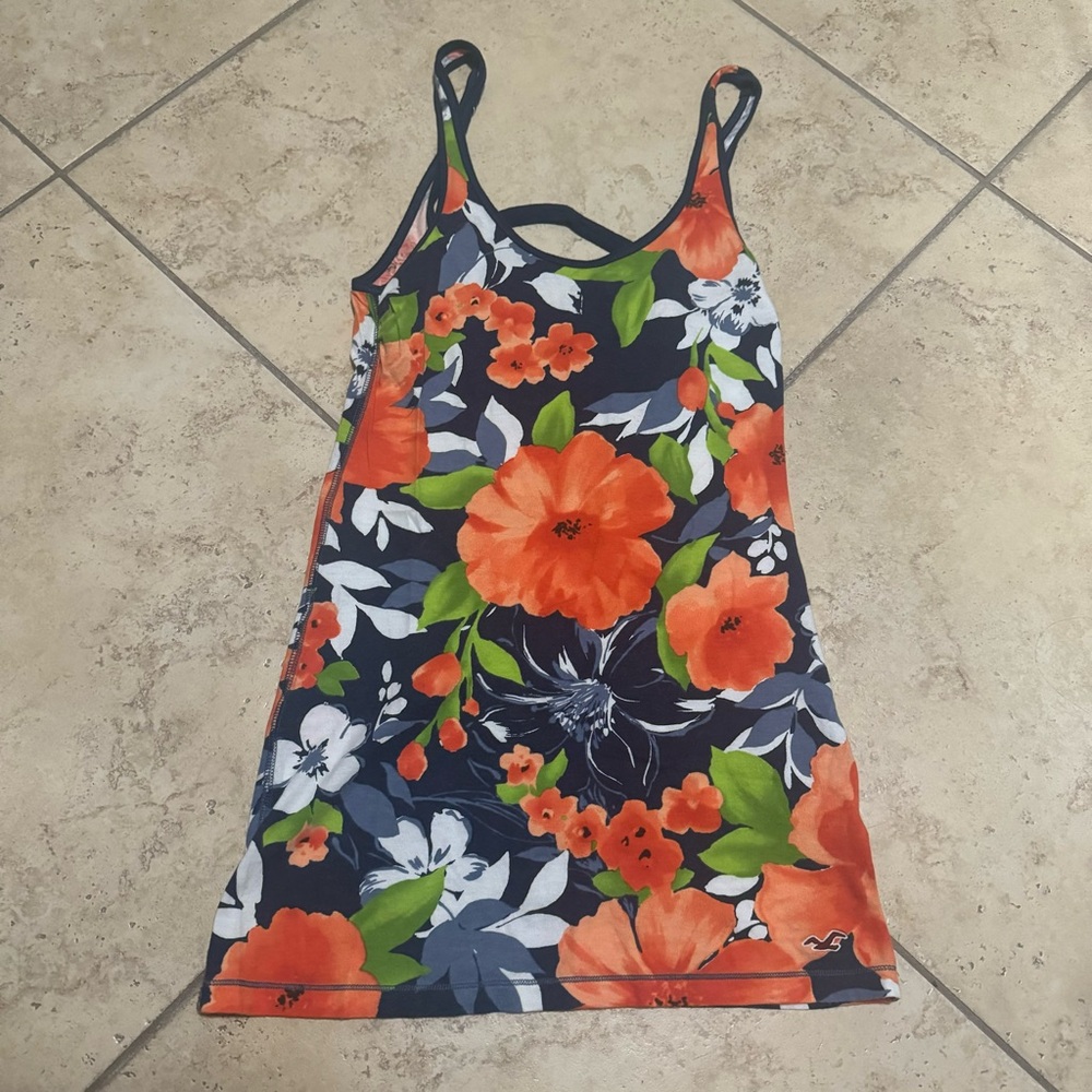 Hollister Orange Floral Tank Top